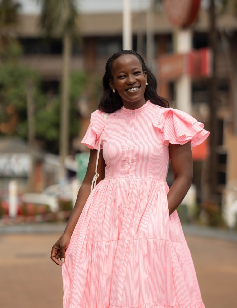 Spring stripe European style dress lapel fashion shirt for women