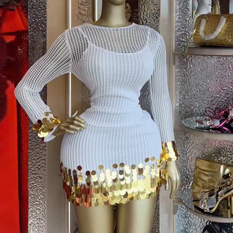 Temperament splice dress spring hollow strap dress