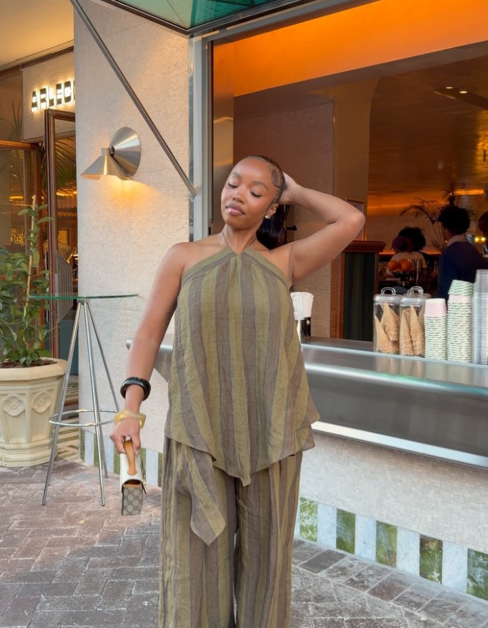 Halter long pants sleeveless tops a set for women