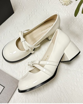 France style temperament all-match round thick shoes