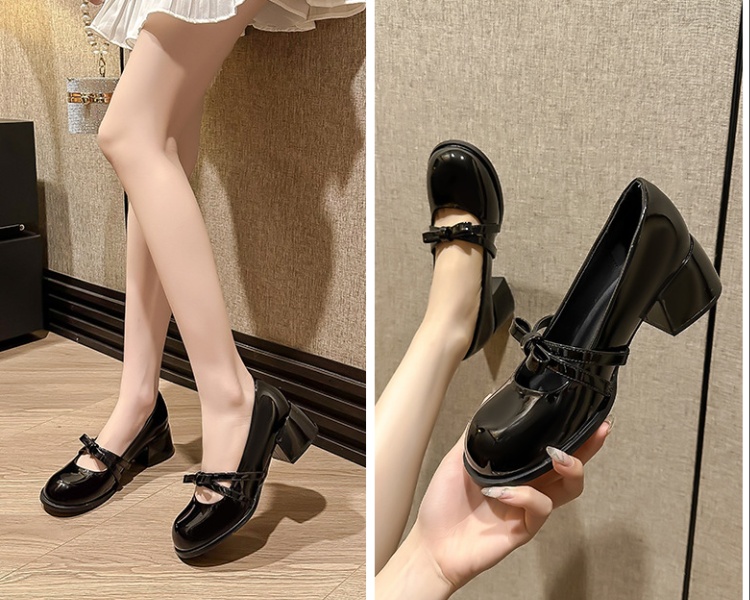 France style temperament all-match round thick shoes