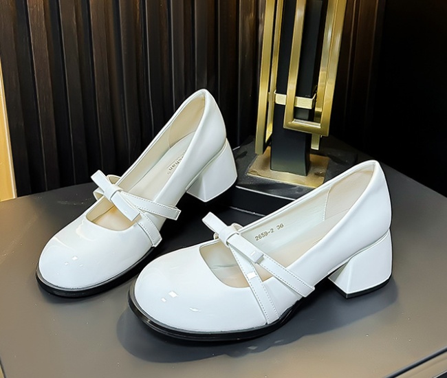 France style temperament all-match round thick shoes