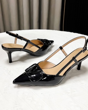 Classic temperament sexy stilettos pointed sheepskin sandals