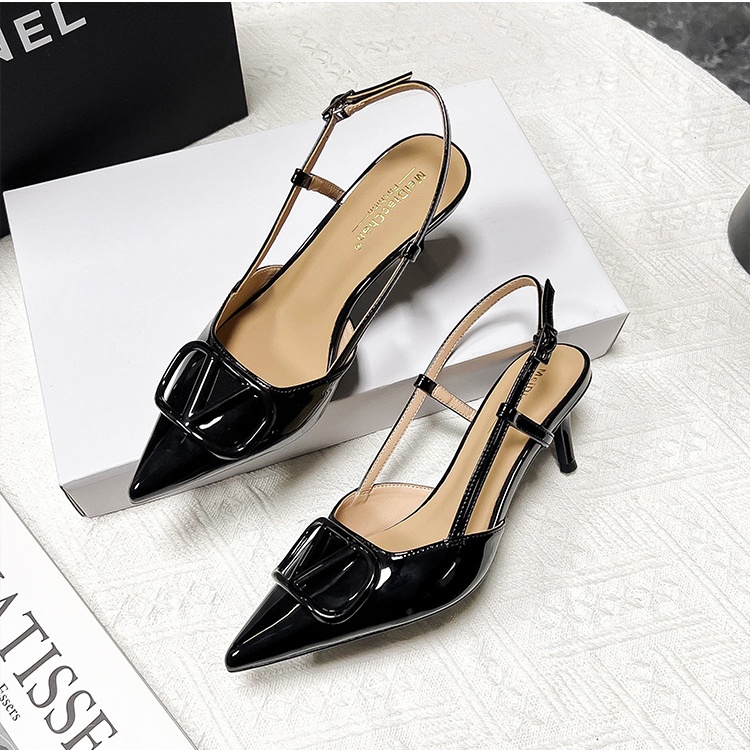 Classic temperament sexy stilettos pointed sheepskin sandals