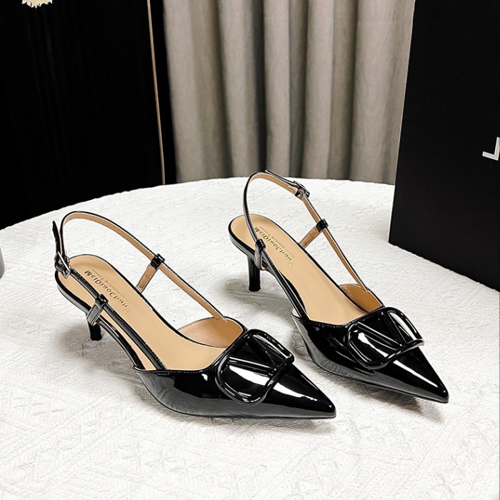 Classic temperament sexy stilettos pointed sheepskin sandals