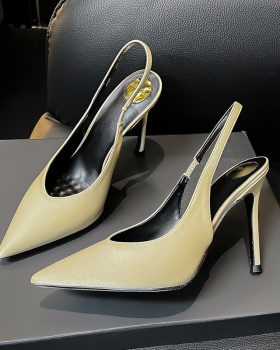 Sexy candy colors satin stilettos low France style sandals