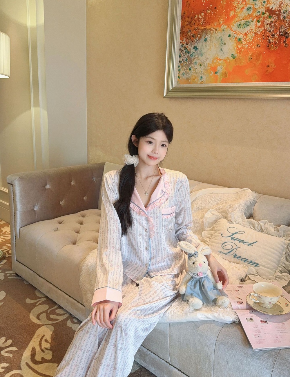Wood ear homewear Korean style sweet pajamas for women