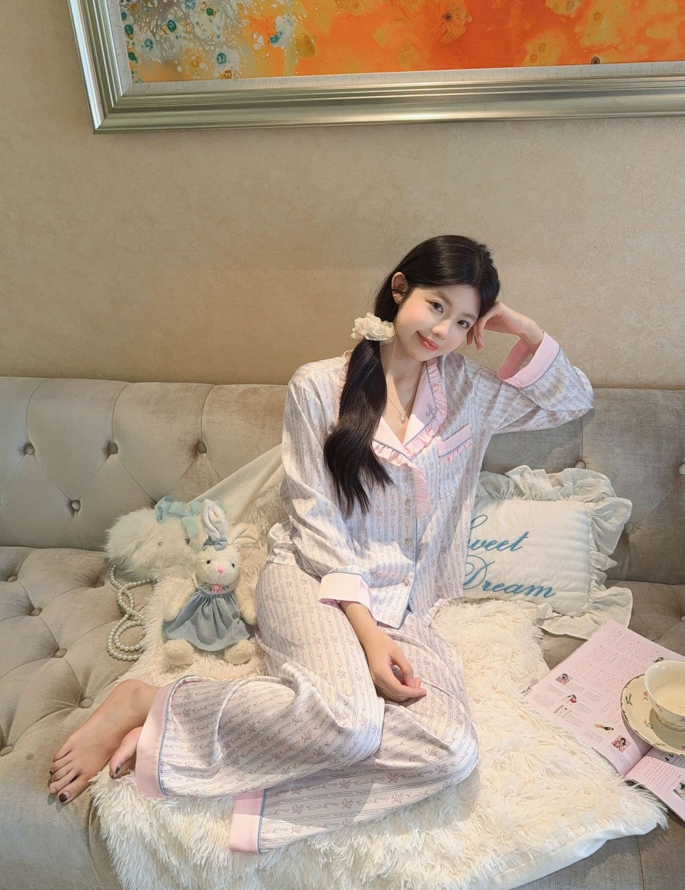 Wood ear homewear Korean style sweet pajamas for women