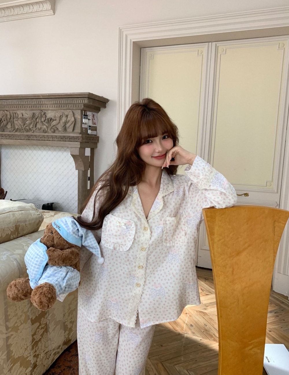 Four seasons baby long sleeve pajamas a set for women