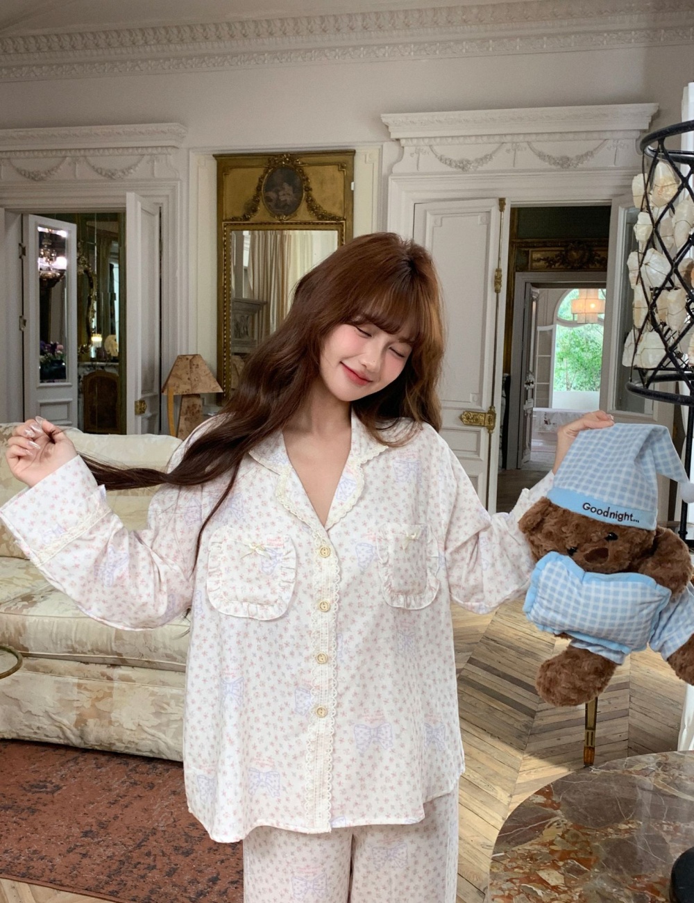 Four seasons baby long sleeve pajamas a set for women