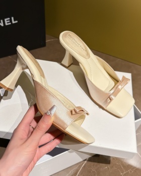 High-heeled France style sandals bow slippers