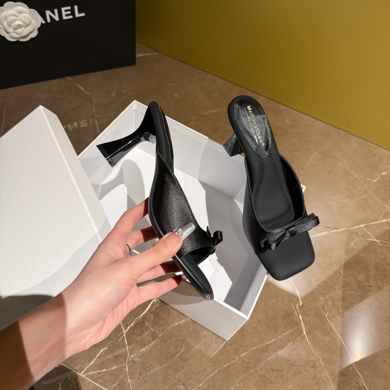 High-heeled France style sandals bow slippers