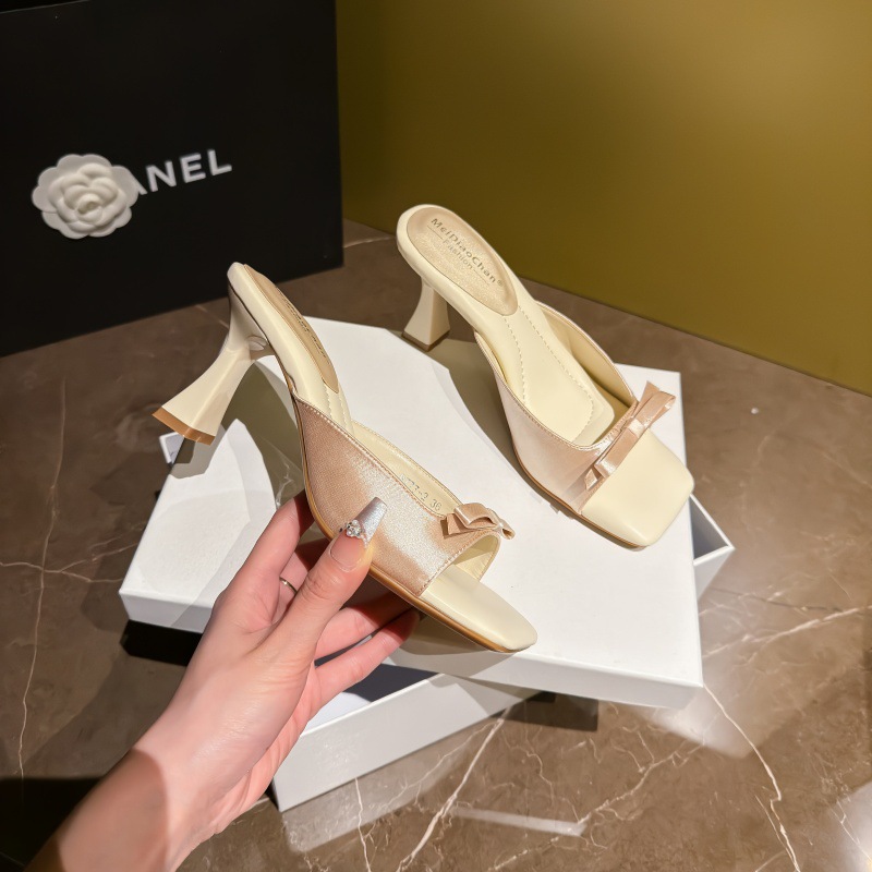High-heeled France style sandals bow slippers