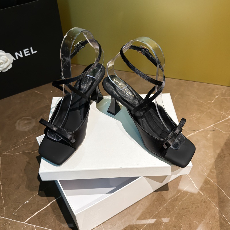 Bow high-heeled slippers France style sandals