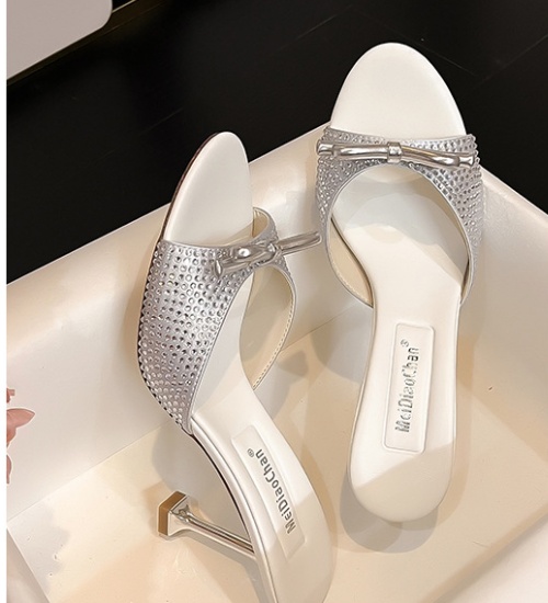 High-heeled fish mouth sandals round slippers