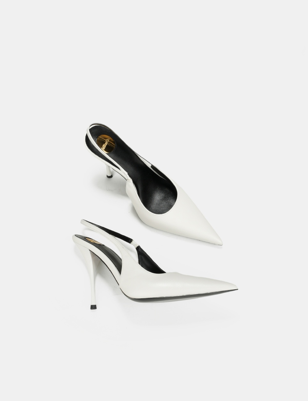 High-heeled white all-match spring simple pointed shoes