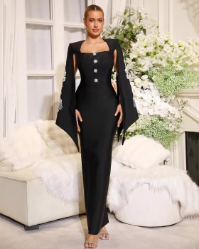 Elasticity European style long dress elegant cloak for women