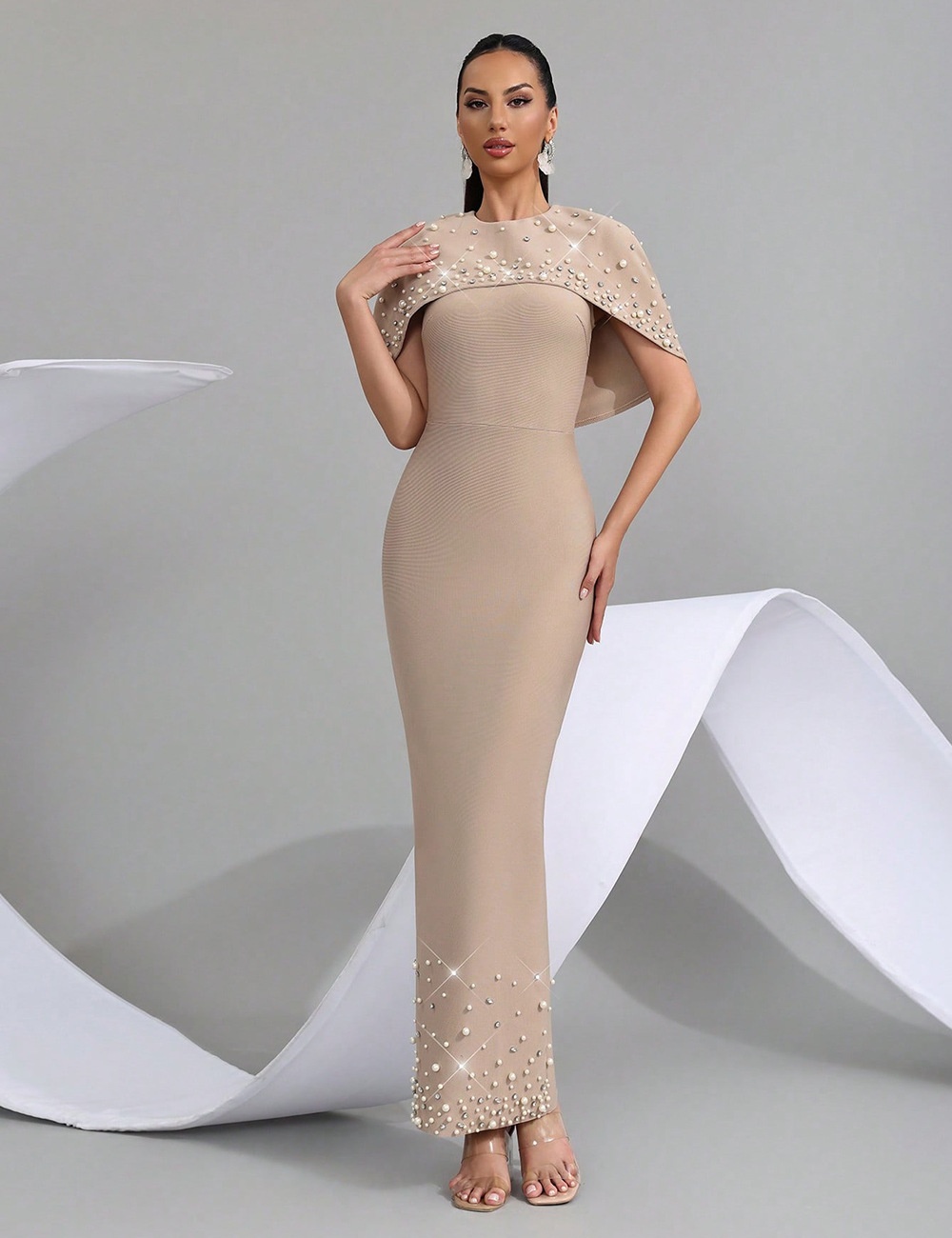 Elasticity beading dress bandage formal dress for women