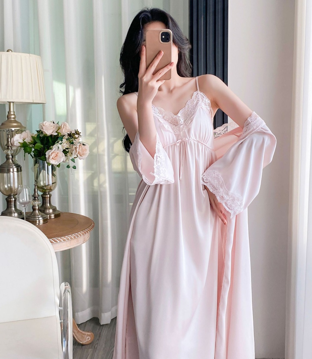 Long sleeve summer nightgown lace pajamas for women