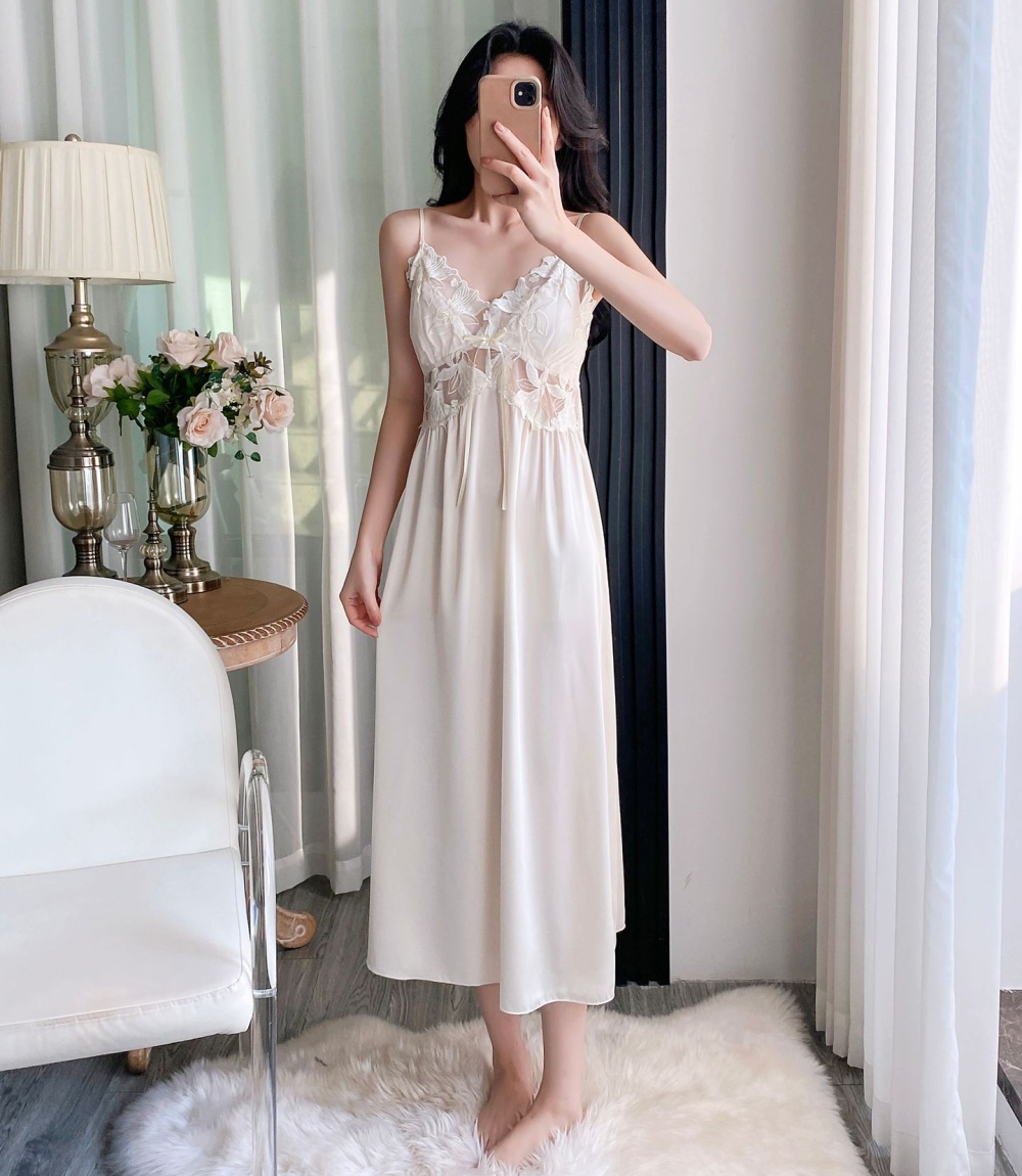 Long robe spring and autumn nightgown 2pcs set for women