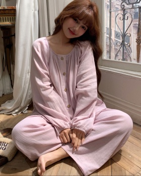 Breathable pajamas pure cotton cardigan for women