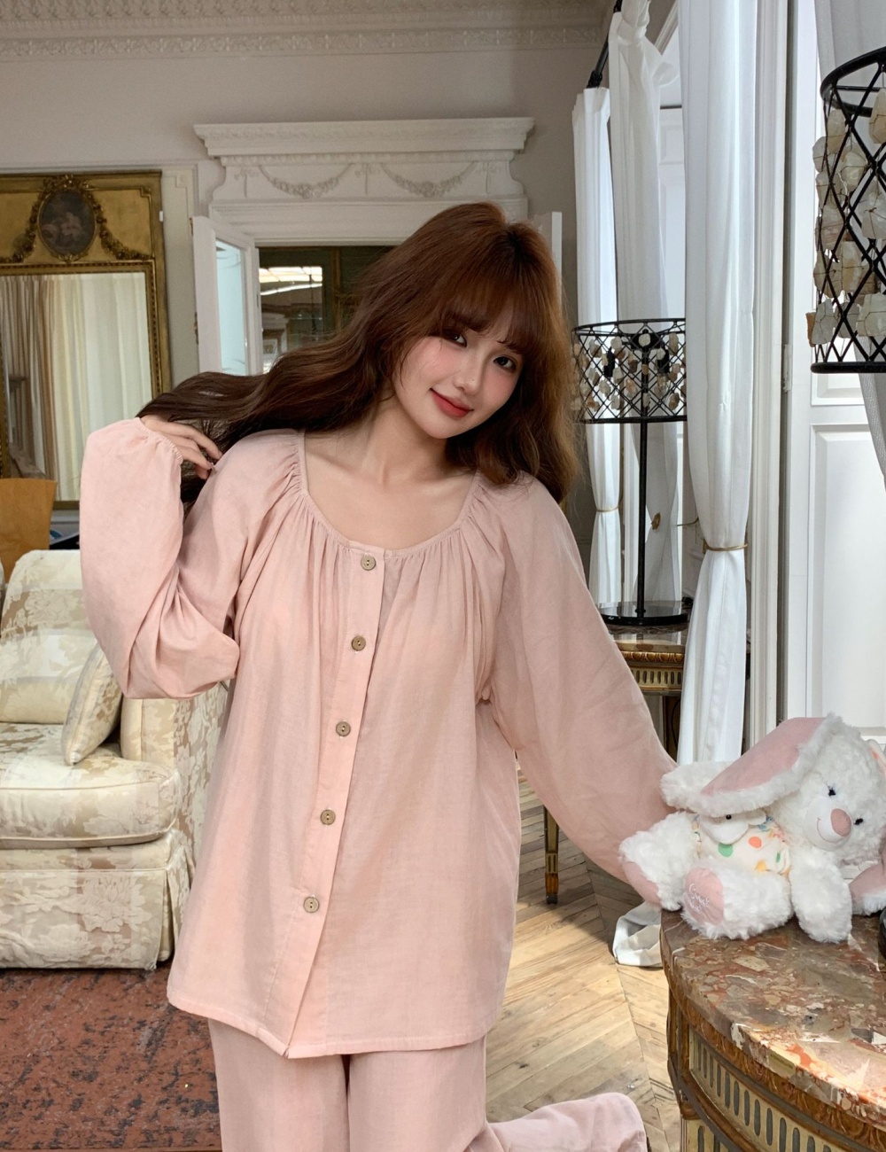 Breathable pajamas pure cotton cardigan for women