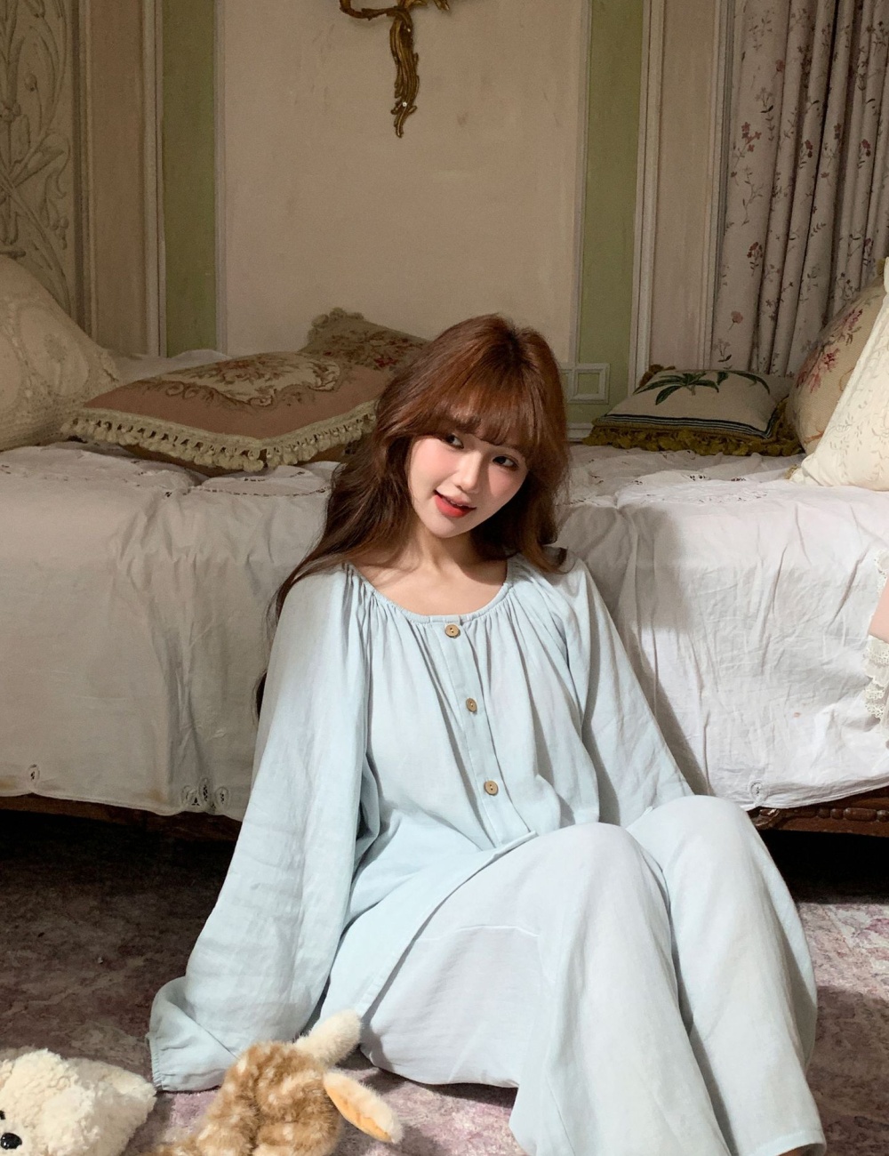 Breathable pajamas pure cotton cardigan for women
