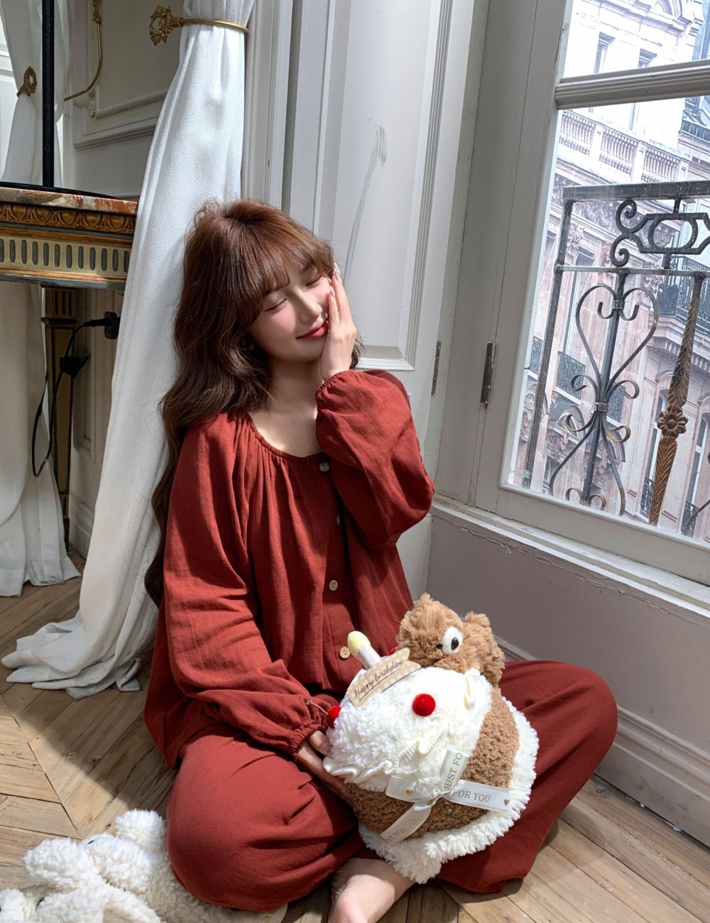 Breathable pajamas pure cotton cardigan for women