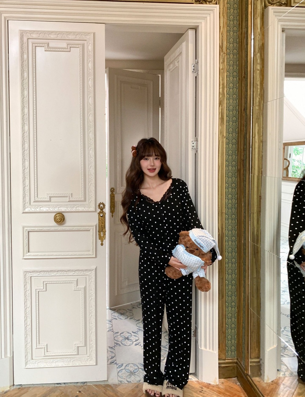 Long sleeve homewear pajamas modal long pants for women