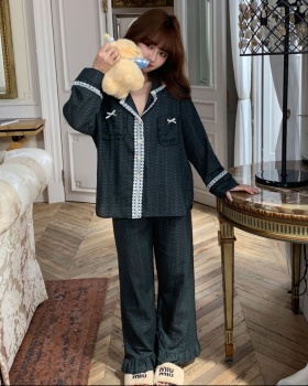 Sweet printing summer thin pure cotton long sleeve pajamas a set