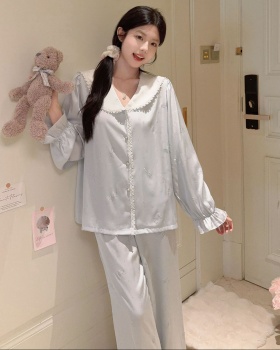 Sweet bow pajamas long sleeve rhinestone long pants