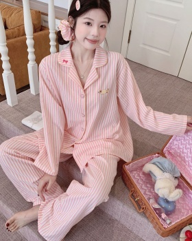 Cotton long sleeve pajamas maiden long pants for women