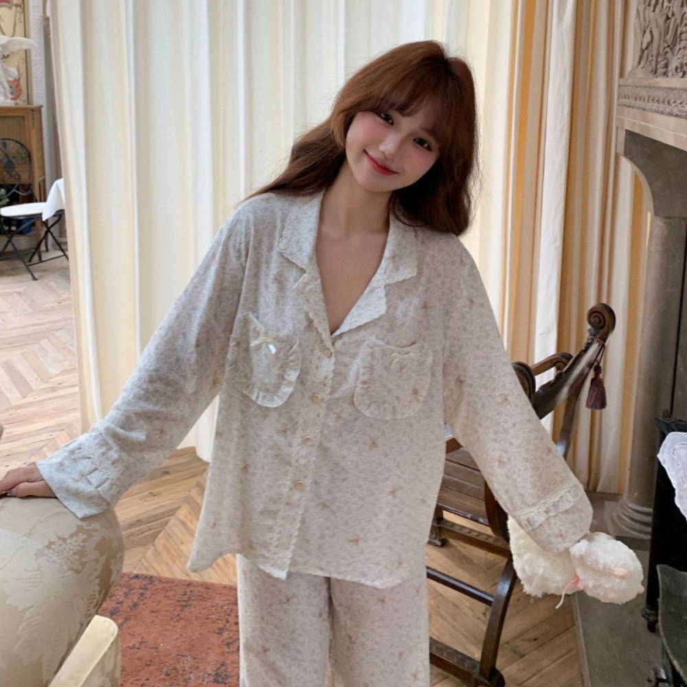 Simple long pants pure cotton pajamas for women