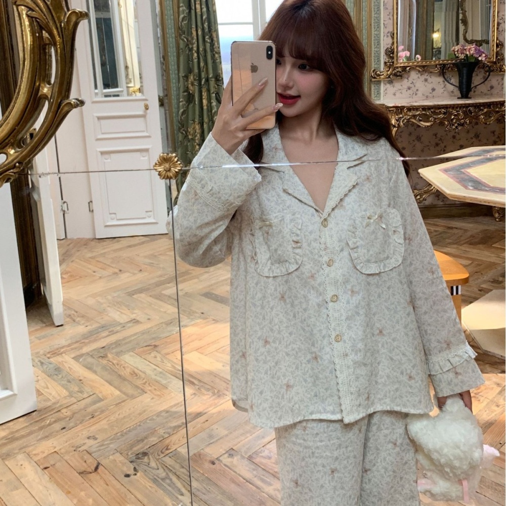 Simple long pants pure cotton pajamas for women