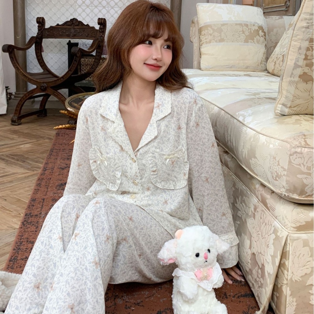 Simple long pants pure cotton pajamas for women