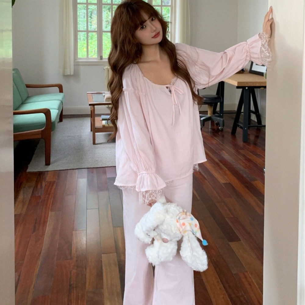 Wears outside pajamas loose long pants a set for women