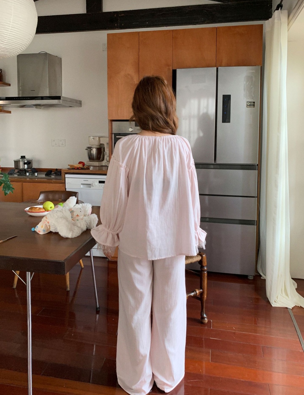 Wears outside pajamas loose long pants a set for women