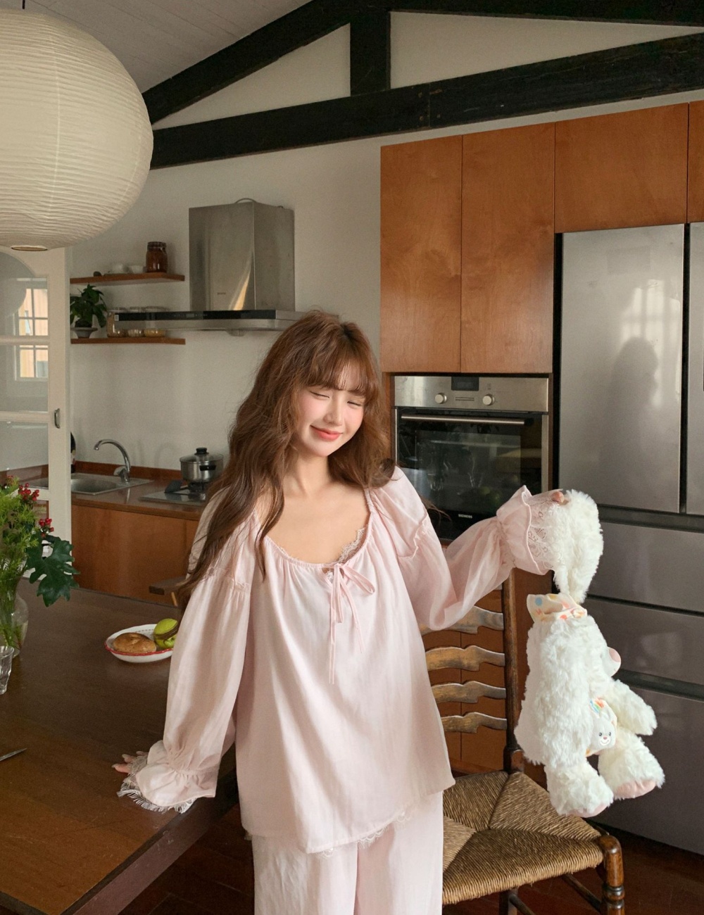 Wears outside pajamas loose long pants a set for women