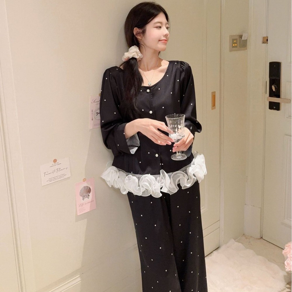 Summer spring and autumn chanelstyle pajamas a set