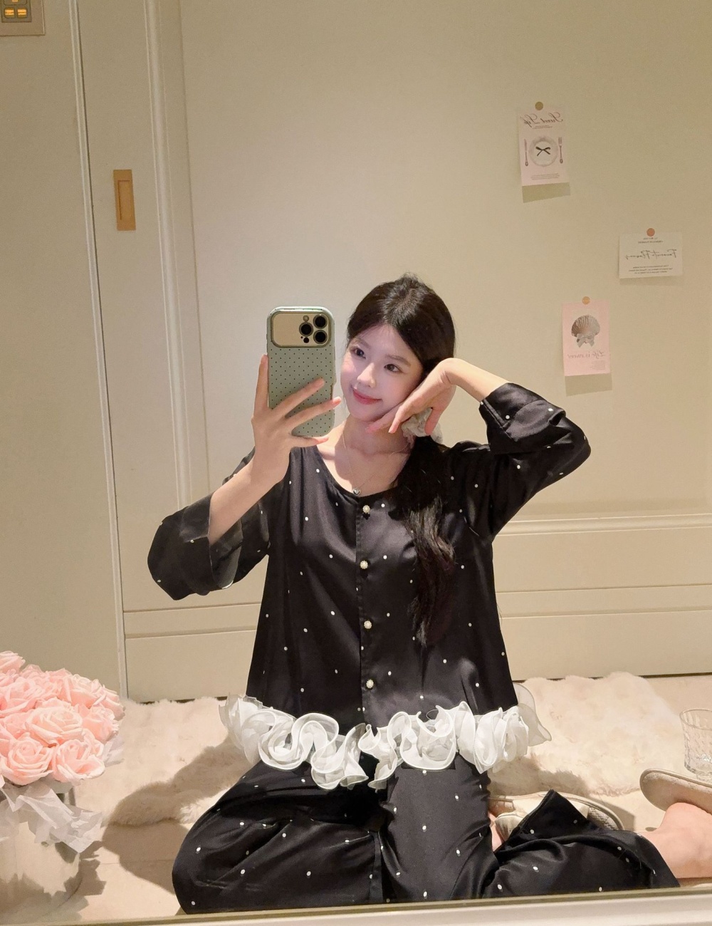 Summer spring and autumn chanelstyle pajamas a set