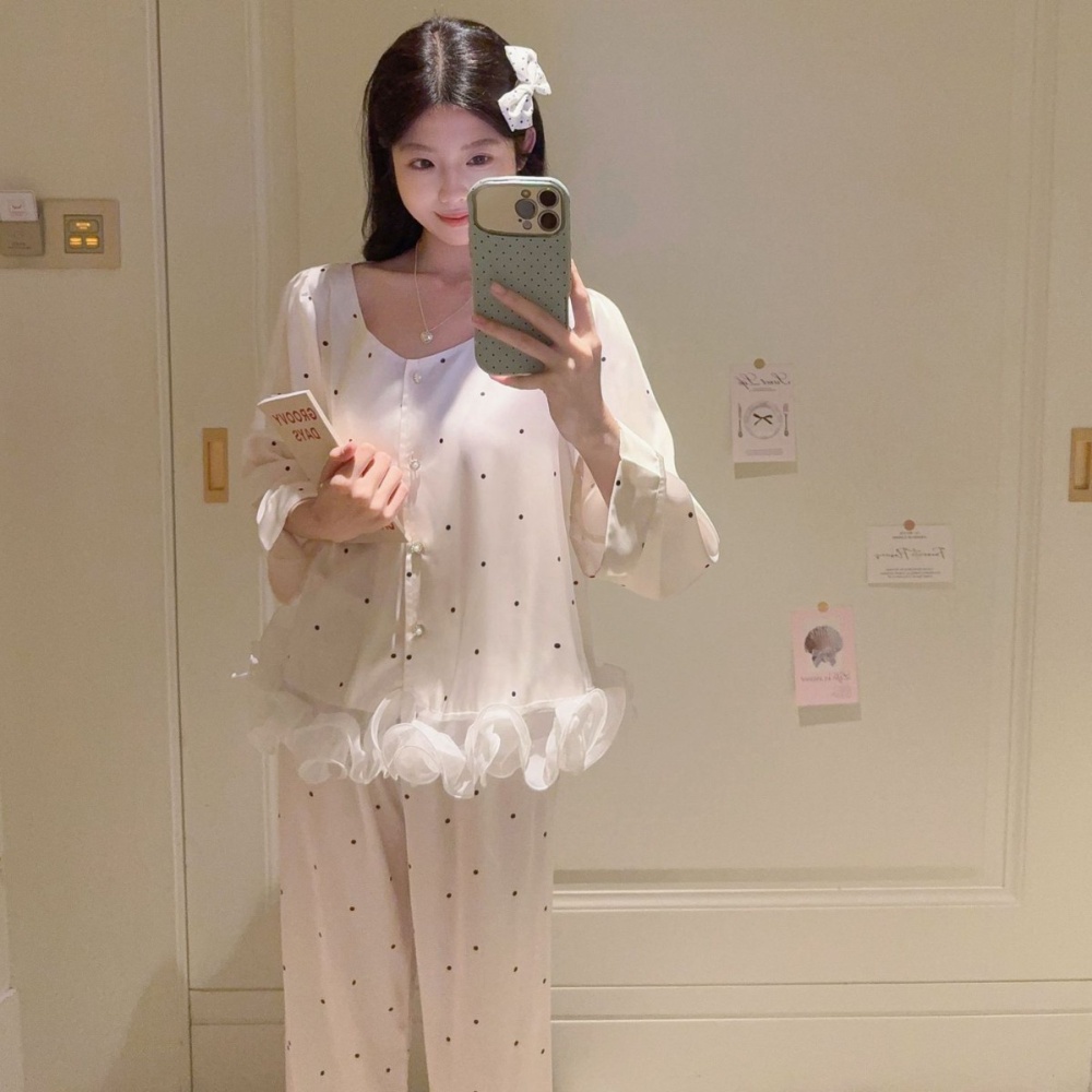 Summer spring and autumn chanelstyle pajamas a set