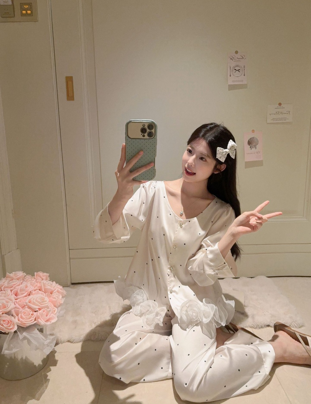 Summer spring and autumn chanelstyle pajamas a set