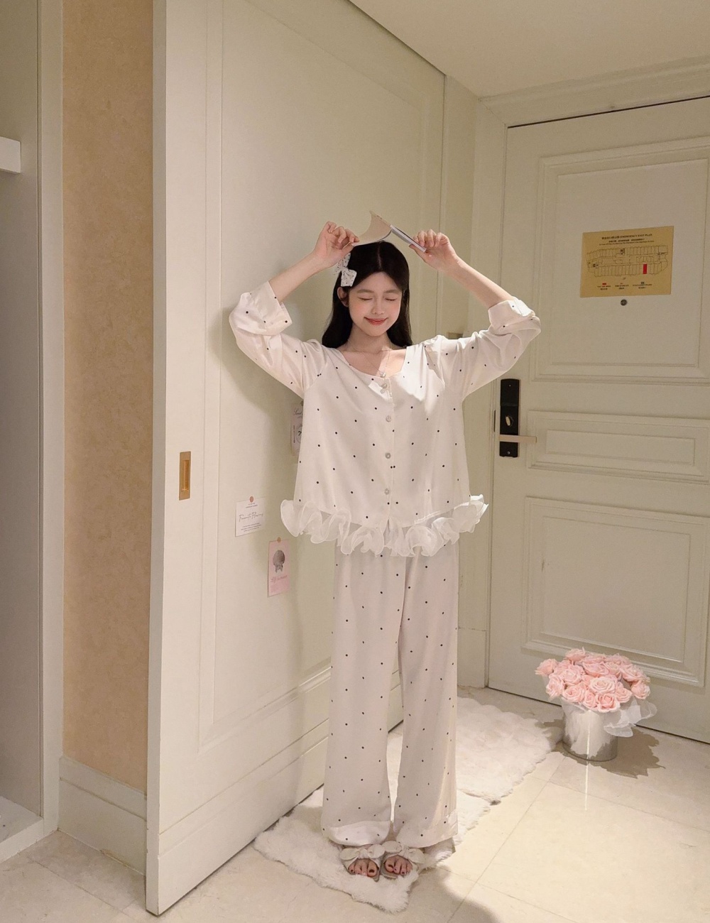 Summer spring and autumn chanelstyle pajamas a set