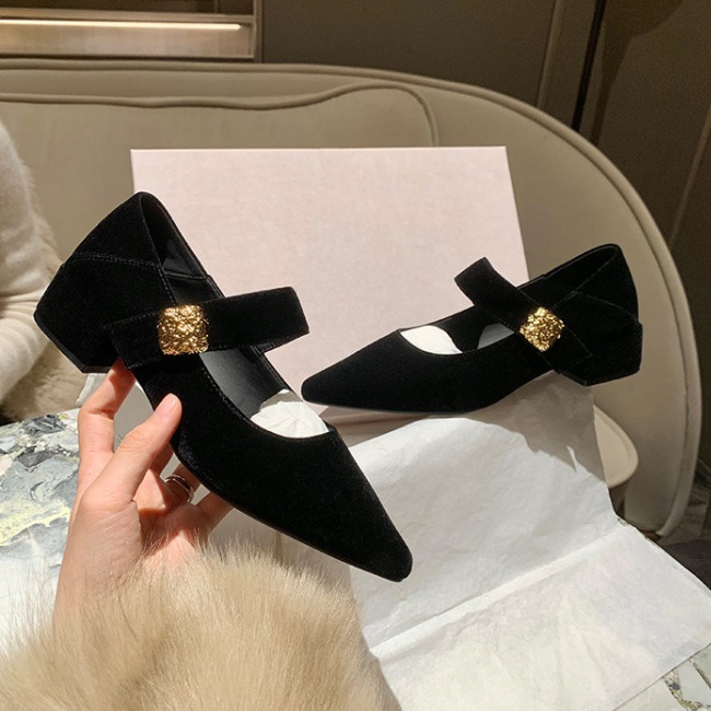 Temperament shoes gold buckle high-heeled shoes for women