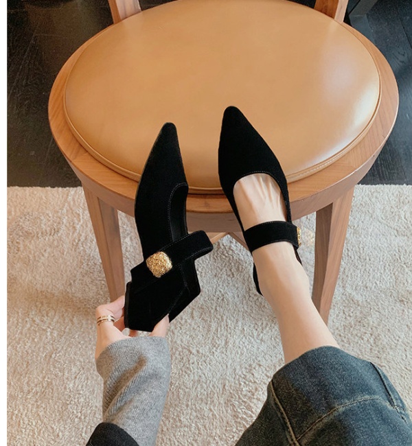 Temperament shoes gold buckle high-heeled shoes for women