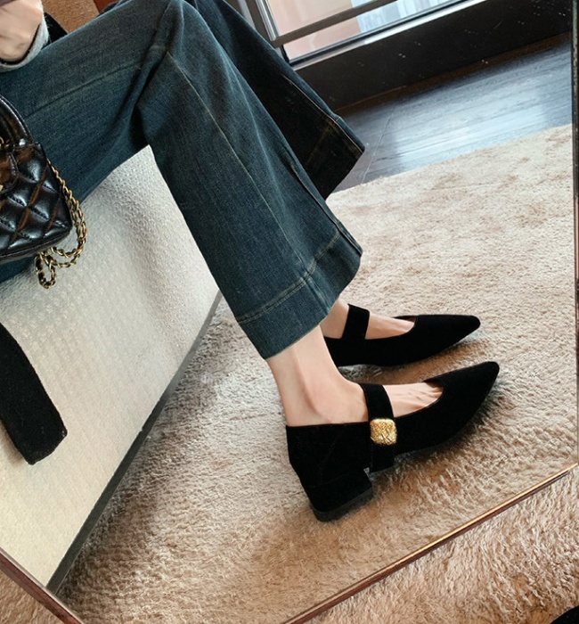 Temperament shoes gold buckle high-heeled shoes for women