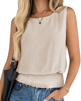 Pure round neck European style vest