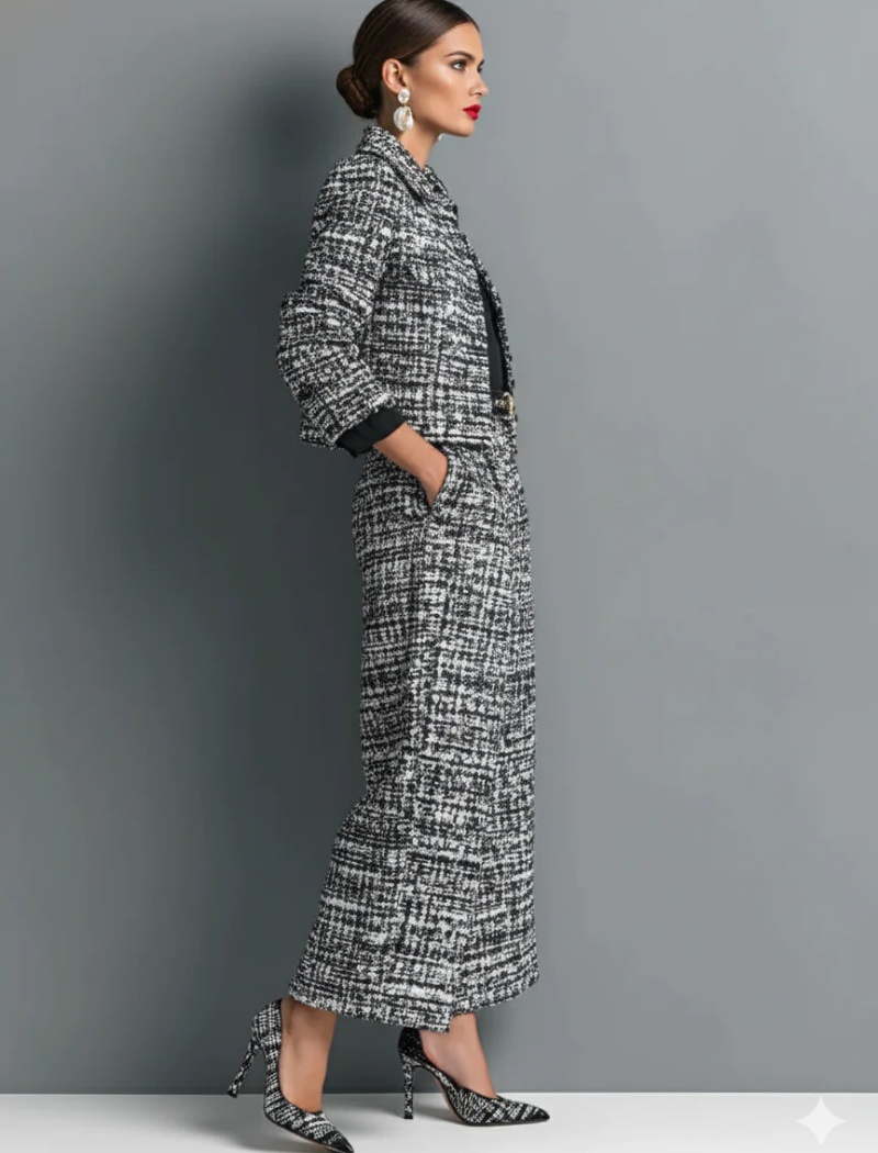 European style casual pants slim jacket a set for women