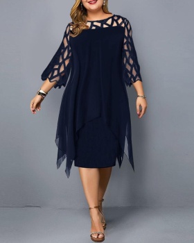 European style chiffon short sleeve dress for women