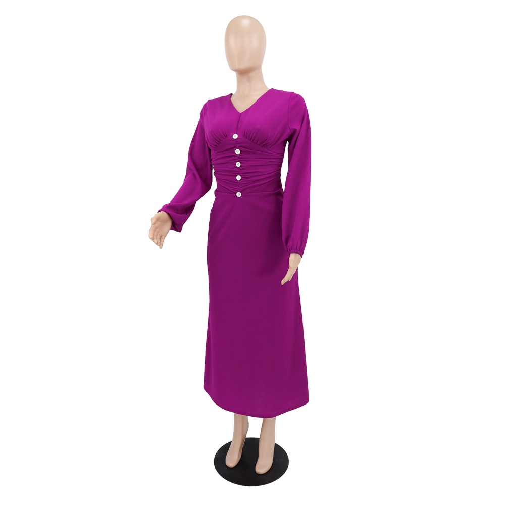 Pinched waist Casual long sleeve dress for women